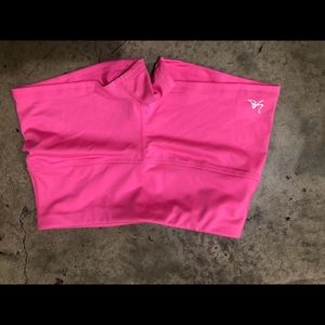 Bright pink spandex short.
